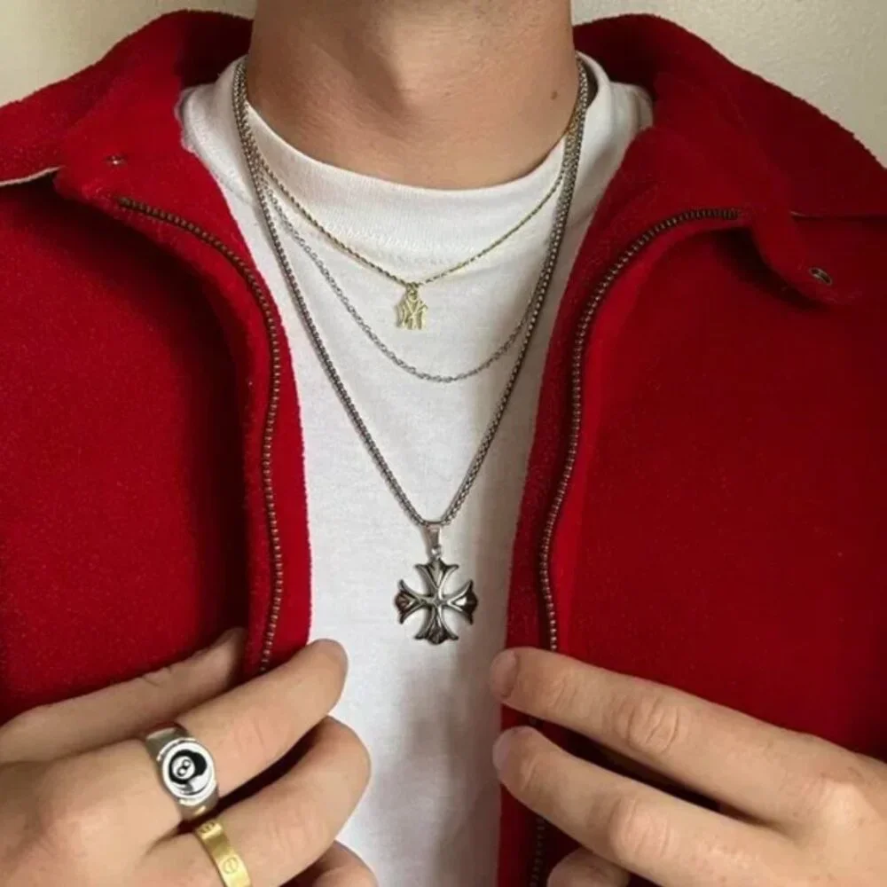 y2k 2000s vintage style heavy metal punk gothic emo cross pendant chain …